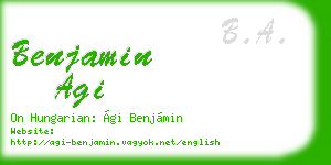 benjamin agi business card